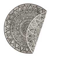 DWUSTRONNY OKRĄGŁY DYWAN TKANY NA PŁASKO SZNURKOWY MANDALA kremowy czarny NORTHRUGS LILJA 240x240 cm