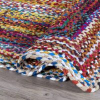 RĘCZNIE PLECIONY BAWEŁNIANY ETNICZNY BOHO DYWAN DO SYPIALNI SALONU kolorowy czarny różowy niebieski nuLOOM TAMMARA NOMAD 160x240 cm 152x244 cm - obrazek 3