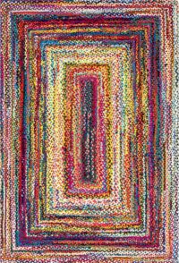 RĘCZNIE PLECIONY BAWEŁNIANY ETNICZNY BOHO DYWAN DO SYPIALNI SALONU kolorowy czarny różowy niebieski nuLOOM TAMMARA NOMAD 160x240 cm 152x244 cm - obrazek 7