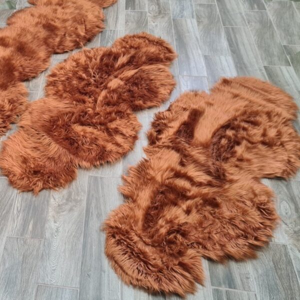 FUTRZANY ZESTAW 3 DYWANIKÓW DO SYPIALNI FLOKATI Z DŁUGIM WŁOSIEM shaggy rudy miedziany HOME AFFAIRE VALERIA 65x140 cm (2szt.) 65x270 cm (1szt.) - obrazek 7