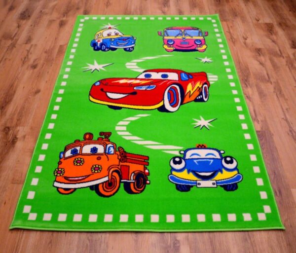 NOWOCZESNY KOLOROWY ZABAWNY DYWAN DZIECIĘCY autka samochodziki zielony żywe kolory ACVILA KIDS 160x240 cm - obrazek 4