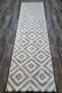 NOWOCZESNY GĘSTY DYWANIK CHODNIK Z PODWÓJNYM WŁOSIEM kremowy beżowy w romby PACO HOME KOGE 80x300 cm - obrazek 3