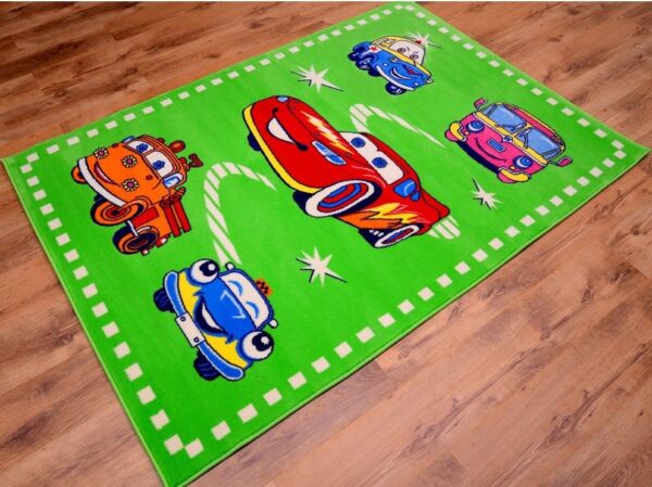 NOWOCZESNY KOLOROWY ZABAWNY DYWAN DZIECIĘCY autka samochodziki zielony żywe kolory ACVILA KIDS 160x240 cm - obrazek 5