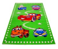 NOWOCZESNY KOLOROWY ZABAWNY DYWAN DZIECIĘCY autka samochodziki zielony żywe kolory ACVILA KIDS 160x240 cm