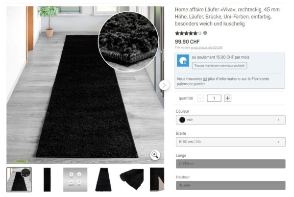 BARDZO PUSZYSTY GRUBY ELEGANCKI DYWANIK CHODNIK SHAGGY czarny HOME AFFAIRE VIVA 90x250 cm - obrazek 10