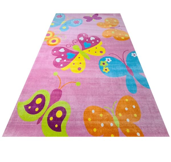 KOLOROWY WESOŁY AKRYLOWY PASTELOWY DYWAN DZIECIĘCY DO POKOJU DZIECIĘCEGO różowy motyle 200x300 cm - obrazek 10