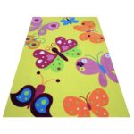 KOLOROWY WESOŁY AKRYLOWY PASTELOWY DYWAN DZIECIĘCY DO POKOJU DZIECIĘCEGO żółty motyle 160x230 cm