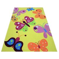 KOLOROWY WESOŁY AKRYLOWY PASTELOWY DYWAN DZIECIĘCY DO POKOJU DZIECIĘCEGO żółty motyle 160x230 cm