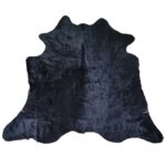 LUKSUSOWA NATURALNA SKÓRA BYDLĘCA DYWAN DO SALONU SYPIALNI czarna gładka LUXOR LIVING RINDERFELL 200x200 cm