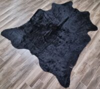 LUKSUSOWA NATURALNA SKÓRA BYDLĘCA DYWAN DO SALONU SYPIALNI czarna gładka LUXOR LIVING RINDERFELL 200x200 cm - obrazek 11