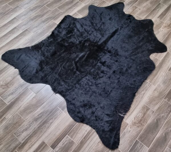 LUKSUSOWA NATURALNA SKÓRA BYDLĘCA DYWAN DO SALONU SYPIALNI czarna gładka LUXOR LIVING RINDERFELL 200x200 cm - obrazek 11