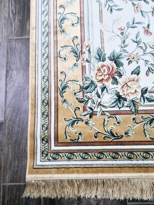 KLASYCZNY PRIENTALNY PERSKI DYWAN Z FRĘDZLAMI do biura salonu NOURISTAN ANTIK FLOWERS kremowy złoty 160x230 cm - obrazek 7