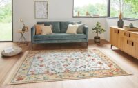 KLASYCZNY PRIENTALNY PERSKI DYWAN Z FRĘDZLAMI do biura salonu NOURISTAN ANTIK FLOWERS kremowy złoty 160x230 cm - obrazek 2