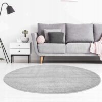 NOWOCZESNY JEDNOBARWNY GŁADKI OKRĄGŁY dywanik podłogowy dziecięcy szary srebrny CARPET CITY MODA SOFT 120x120 cm
