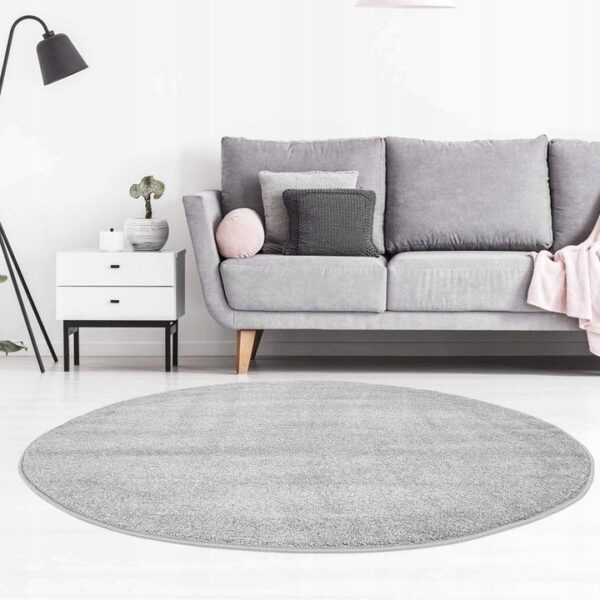 NOWOCZESNY JEDNOBARWNY GŁADKI OKRĄGŁY dywanik podłogowy dziecięcy szary srebrny CARPET CITY MODA SOFT 120x120 cm - obrazek 9