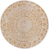 DWUSTRONNY OKRĄGŁY DYWAN TKANY NA PŁASKO SZNURKOWY MANDALA kremowy żółty musztardowy NORTHRUGS LILJA 140x140 cm - obrazek 7