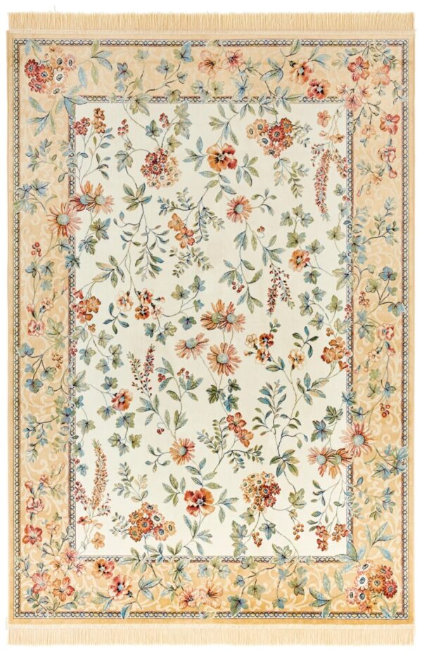 KLASYCZNY PRIENTALNY PERSKI DYWAN Z FRĘDZLAMI do biura salonu NOURISTAN ANTIK FLOWERS kremowy złoty 160x230 cm - obrazek 5