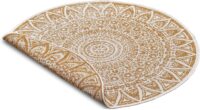 DWUSTRONNY OKRĄGŁY DYWAN TKANY NA PŁASKO SZNURKOWY MANDALA kremowy żółty musztardowy NORTHRUGS LILJA 140x140 cm - obrazek 6