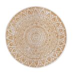 DWUSTRONNY OKRĄGŁY DYWAN TKANY NA PŁASKO SZNURKOWY MANDALA kremowy żółty musztardowy NORTHRUGS LILJA 140x140 cm