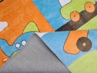 KOLOROWY WESOŁY AKRYLOWY PASTELOWY DYWAN DZIECIĘCY KRÓTKOWŁOSY zielony niebieski autka samoloty 200x300 cm - obrazek 3