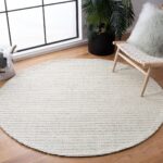 NOWOCZESNY NATURALNY OKRĄGŁY DYWAN WEŁNIANY do salonu sypialni przedpokoju biura jasny brąz kość słoniowa SAFAVIEH MARBELLA 122x122 cm