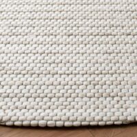 NOWOCZESNY NATURALNY OKRĄGŁY DYWAN WEŁNIANY do salonu sypialni przedpokoju biura jasny brąz kość słoniowa SAFAVIEH MARBELLA 122x122 cm - obrazek 4